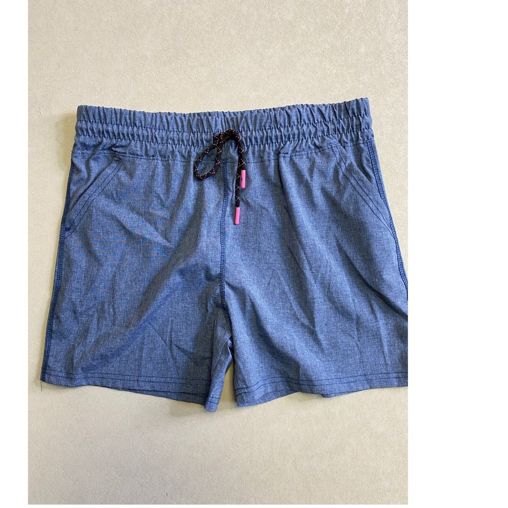 Game Time Womens Blue Heathered Athletic Shorts Elastic Waist Drawstring Large